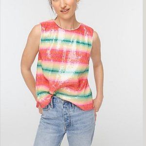 JCREW  Watermelon Striped Sequin Top-NWOT
